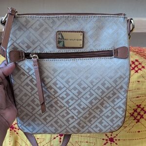 Tommy Hilfiger Tan and Brown Crossbody Bag